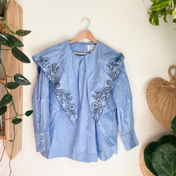 NWT Anthropologie Damson Madder Candy Embroidered Collar Blouse size 2 - Picture 2 of 13